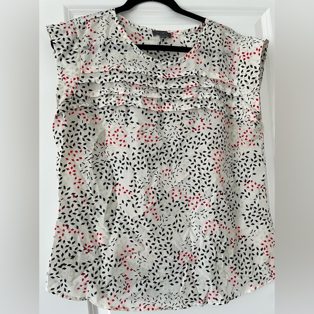 Red for Work- Abstract Print Blouse
